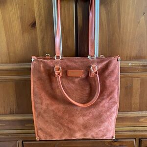 Viola Castellani Suede Tote Bag in Rust Orange with Leather Trim